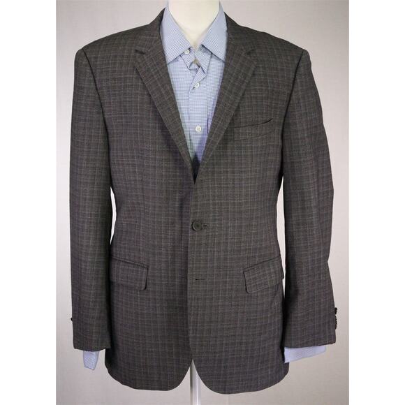 Hugo Boss The James4 Brown Black Blue Woven Check Wool Sportcoat Blazer 40R - Picture 2 of 10